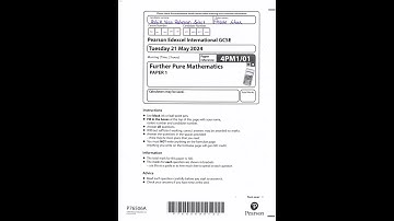 IGSCE Edexcel 9-1 Further Pure Maths (4PM1/O1) 🔴 2024 May Paper 1 Solved