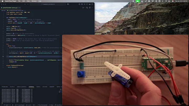 Servo controlled by a potentiometer