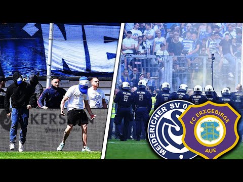 Vermummte Duisburg-Fans strmen Innenraum! (Duisburg - Aue Ausschreitungen)