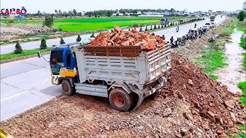 Wonderful START PROJECTLANDFILL BY BEST DRIVER 5T TRUCKS UNLOADING SOILROCk WITH DOZER D31P Pushing 