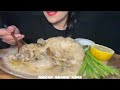 Asmr eating chicken with  bachemal creamy sauce  w mushroom    