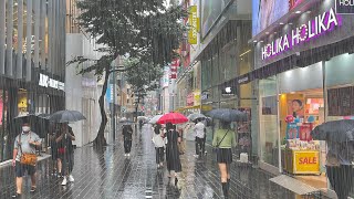 4K KOREA | Rainy Seoul Walking | Strong Heavy Rain in Myeongdong | Jul.2022