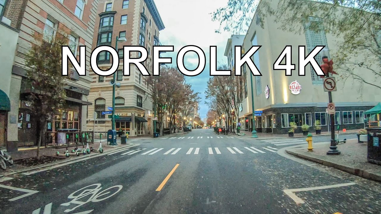 Norfolk 4K - Driving Downtown - Virginia