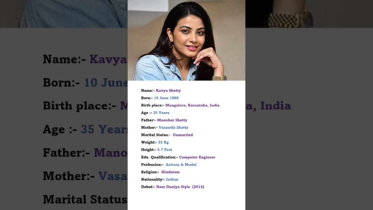 Beautiful Actress Kavya Shetty Biography 