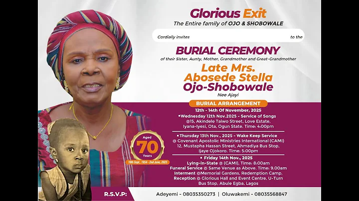 Burial Ceremony of Late Mrs. Abosede Stella Ojo-Shobowale - Reception