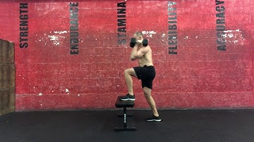 Dumbbell front rack box step over