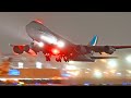 Schiphol airport planespotting  40 mins of pure aviation  37 landings and departures at night