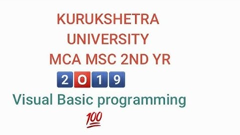 2019 visual Basic programming mca msc 2nd yr #kuk #dde #visual #programming