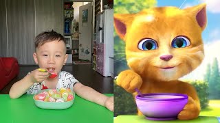 Em trai Xí Muội bắt chước mèo Tom ăn kẹo🐱💙 Muội Vlog - bắt trend