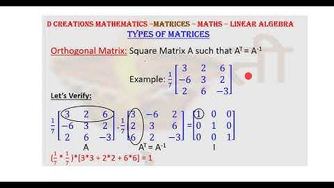 Real Orthogonal Matrix, Types of Matrices, D Creations Mathematics, Linear Algebra, Maths, Inverse