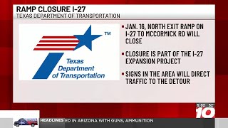 TxDOT announces exit ramp switch on I-27 between Amarillo, Canyon