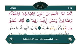 Diyanet Ok Takipli Hatim 5. Cüz - Kur'an-ı Kerim 88. Sayfa - Nisâ Suresi 66-74. Ayetler
