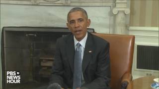 President Obama and Donald Trump speak to press