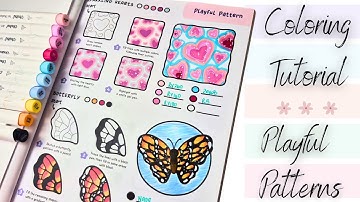Sparking Heats and Butterfly (asmr) Coloring Tutorial How to Draw Patterns by Coco Wyo