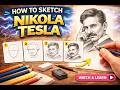 Nikola Tesla Sketch Tutorial | Easy Portrait Drawing for Beginners