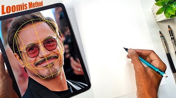 How to draw Robert Downey Jr with Loomis Method // Step by Step draw with me
