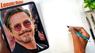 How to draw Robert Downey Jr with Loomis Method // Step by Step draw with me