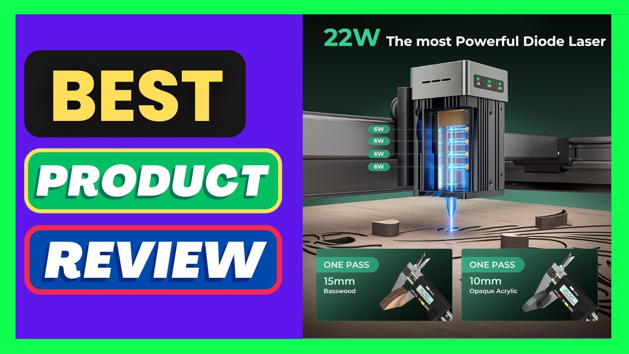 CREALITY FALCON2 22W Laser Engraver Machine with Air Assist and Rotary