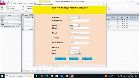 Invoice Billing System Software Using MS Access