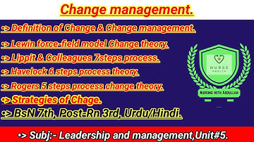 Change management in urdu hindi|Bsn 7th,Post-Rn 3rd semester| Unit# 5| leadership and management|