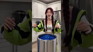 She stuffed the giant balloon… then it came back bigger than ever 😂 #Funny #Challenge #Shorts