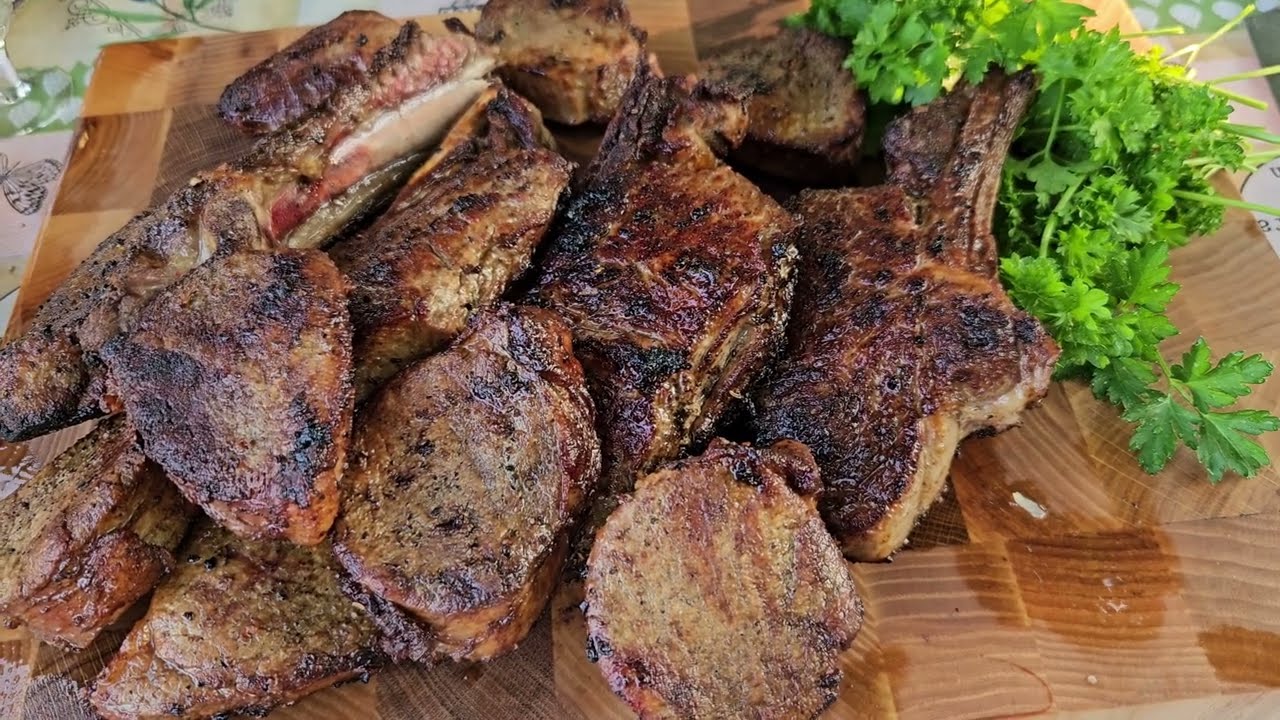 Juicy Steaks Grilled Over Open Fire
