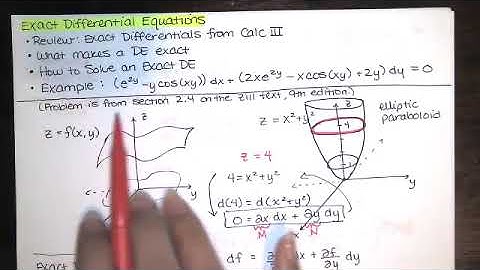16. Exact Differential Equations - How to Recognize Them and How to Solve Them