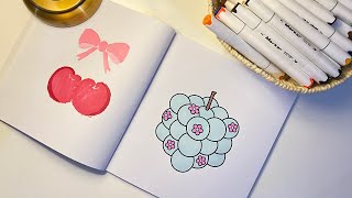 Color with me 💕ASMR | Coloring In My Own Coloring Book 🍒🎀 | Page 3 🌸✨#alcoholmarkers screenshot 2