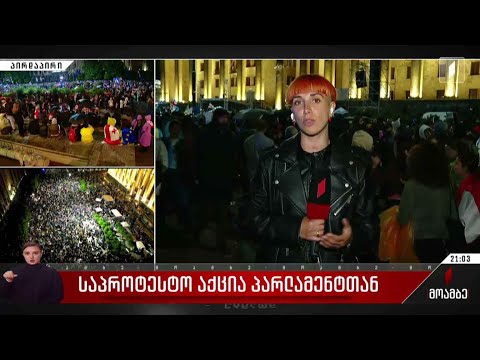 საპროტესტო აქცია პარლამენტთან - ანა ბროლაძის ჩართვა