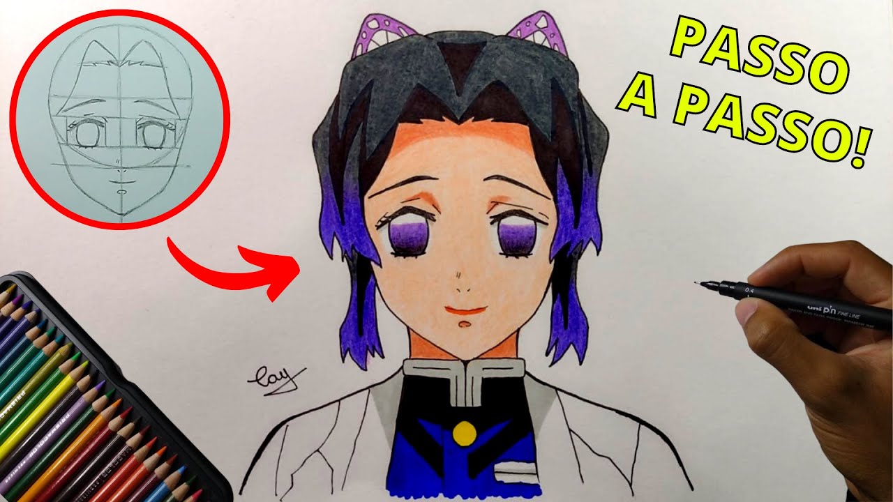 Como Colorir Nezuko Kamado (Demon Slayer - Kimetsu no Yaiba) modo fácil  usando apenas lápis de cor 