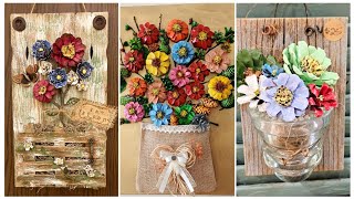 Rustic Old Wood Board Décor with Buttons & Jute Flowers 🌸 | Cheapest Farmhouse DIY Crafts