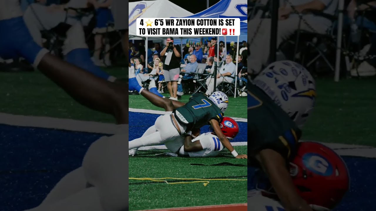 4-звездочный 6’5 WR Зайон Коттон (Гренада, штат Миссисипи) собирается посетить Алабаму в эти выхо...