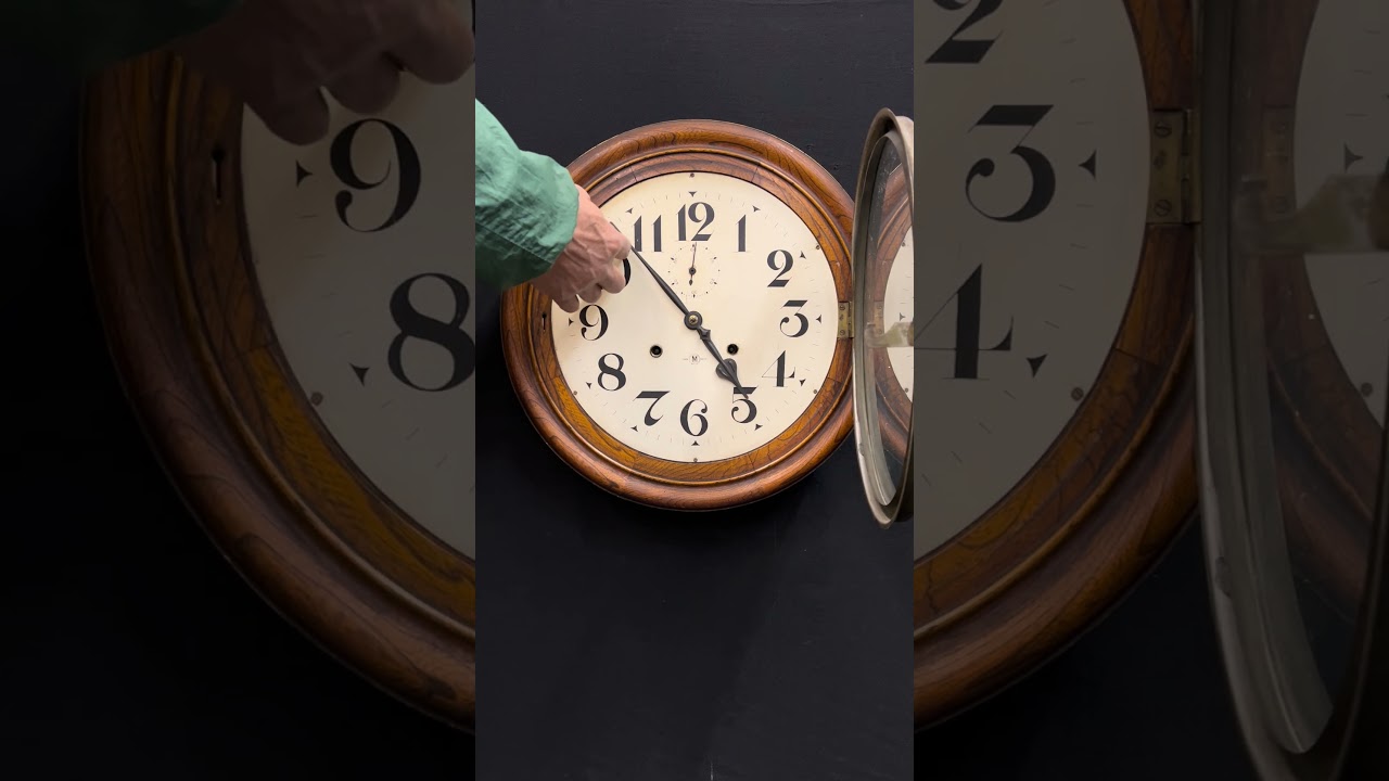 2. 丸時計 ANSONIA MTマーク壁掛け 振り子時計 ゼンマイ式ボンボン 古