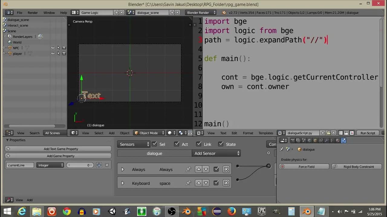 UPBGE - Making an RPG NPC Character Text Dialogue - YouTube