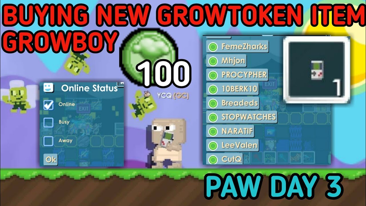 PAW 3:Buying Growboy 100 Token item+New Update|GROWTOPIA - YouTube