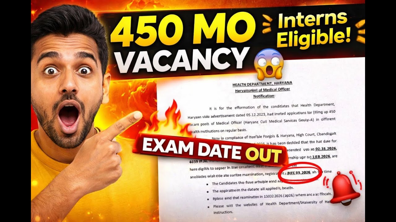 Haryana Medical Officer Recruitment 2026 🔥 450 MO Vacancy | Last Date Extended | Exam Date Out