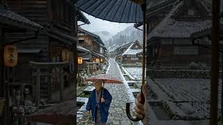 ❄️ Walking in Rural Japan Snow | Winter Rain & Footsteps ASMR #shorts