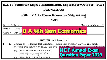 B A 4th Sem Economics ( Macro Economics) N E P Annual Exam Question Paper 2023