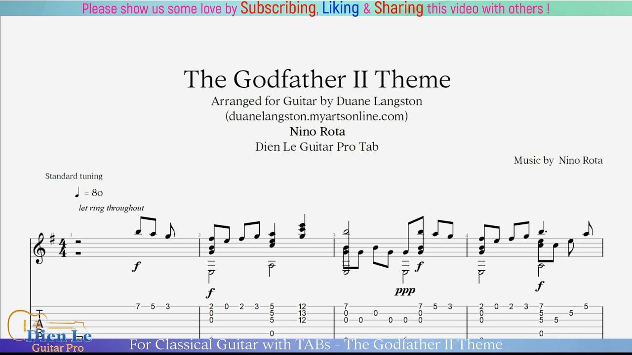 The Godfather II Theme For Classical Guitar with TABs YouTube