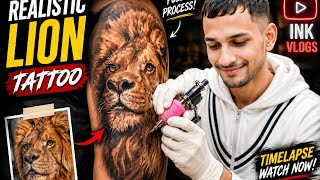 🦁 This Realistic Lion Tattoo Looks ALIVE! 😱 | Full Tattoo Process