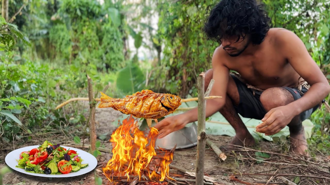 Village Boy Catches Fish & Cooks | Traditional Village Cooking ...
