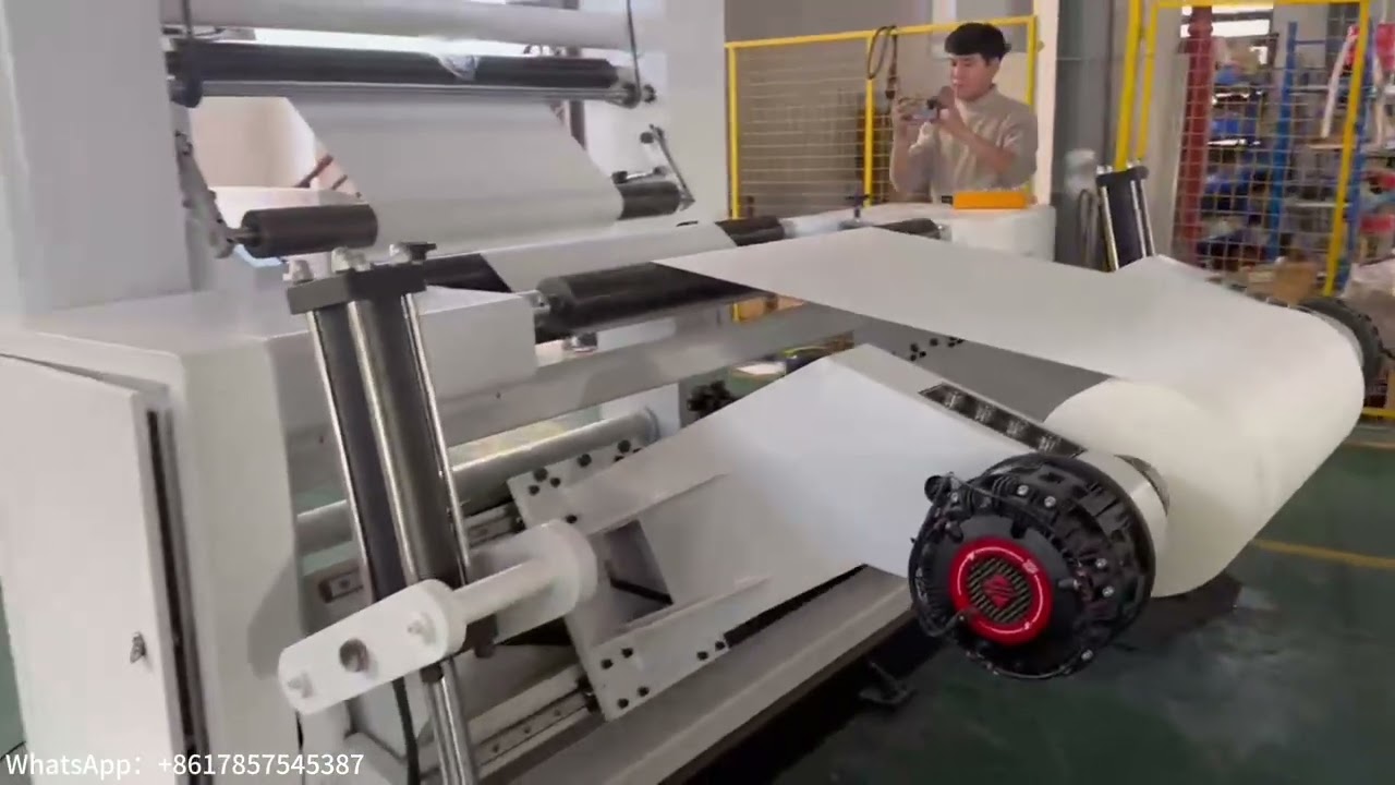 HFQL series slittier rewinder with gantry structure The video shows slitting paper speed is 300m/min