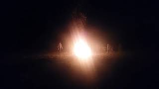 Massive log fire at the camp