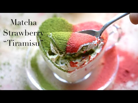 Matcha strawberry tiramisu, from the video