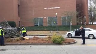 Car crashed in front of York County Public library next to Rock Hill Police Department