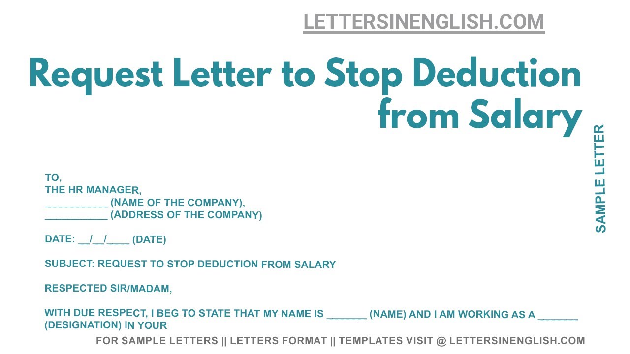 Tax Deduction Request Letter