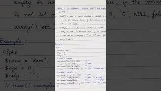 isset() vs empty() in PHP explained with examples for interview prep 🚀
