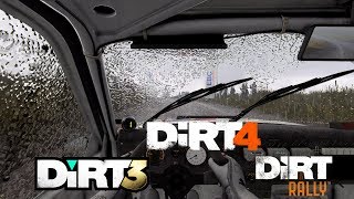 DiRT3, DiRT rally & DiRT4 cockpit rain comparison