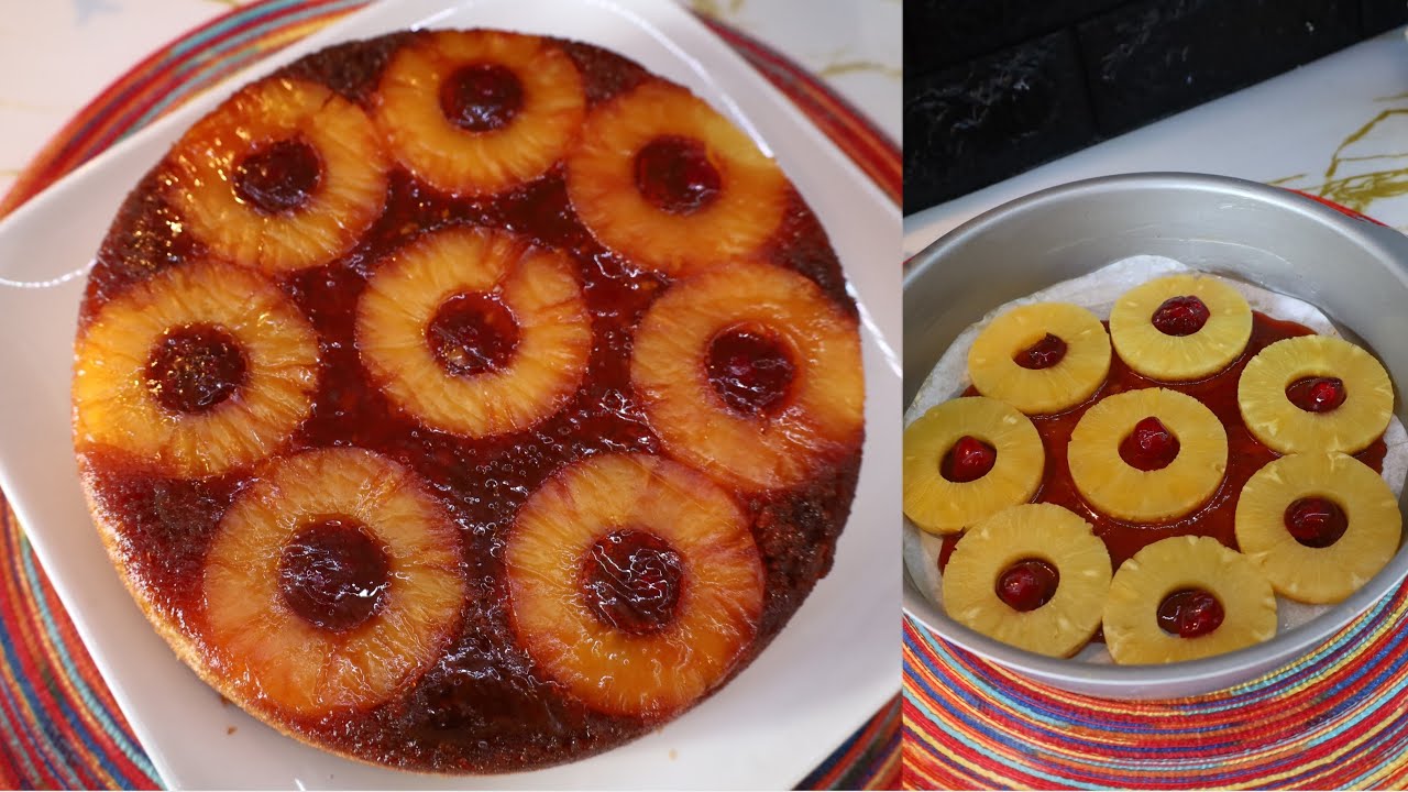 اطيب كيكة ممكن تحضروها كيكة الاناناس بالكراميل من الحلويات الشهية جدا