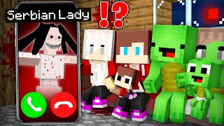 How SCARY SERBIAN DANCING LADY Called JJ and Mikey Family - in Minecraft Maizen!
